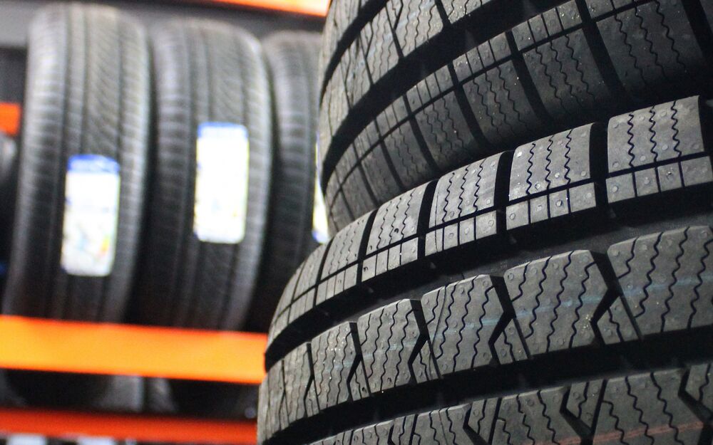Racks of van and car tyres